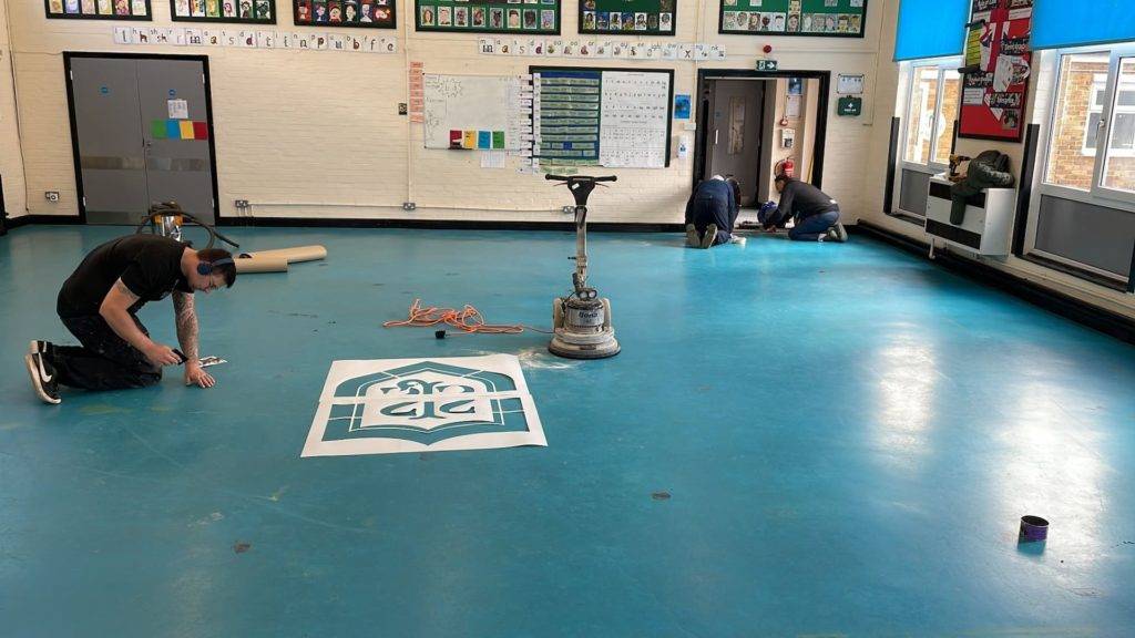 Applying logo to floor