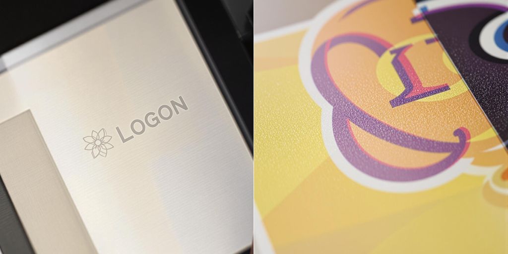 Inlaid logo beside surface decal on product.