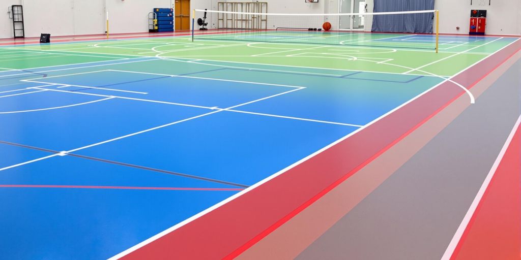 Multi-court PU sports surface.