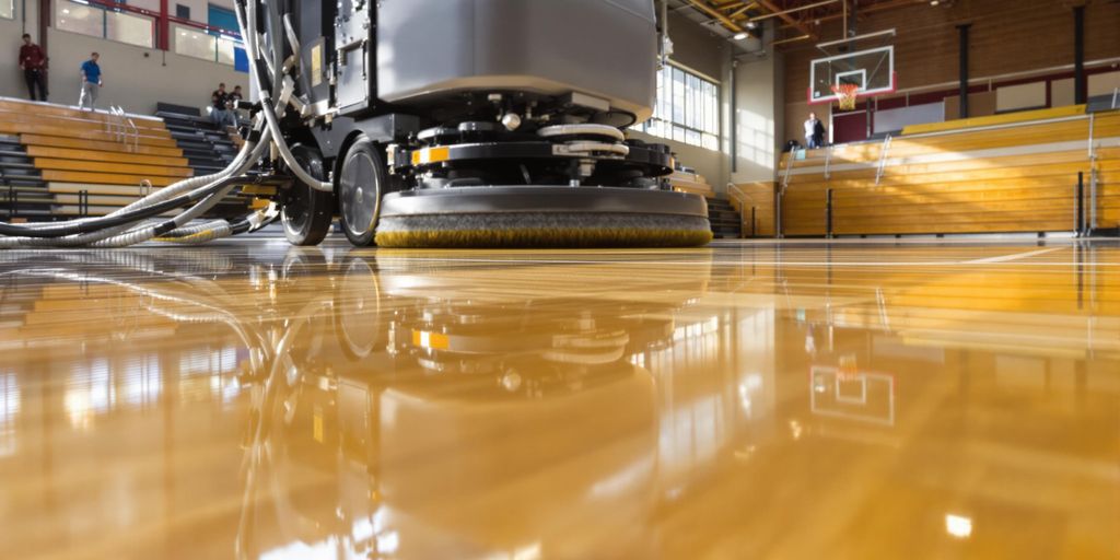Sports floor cleaning equipment.