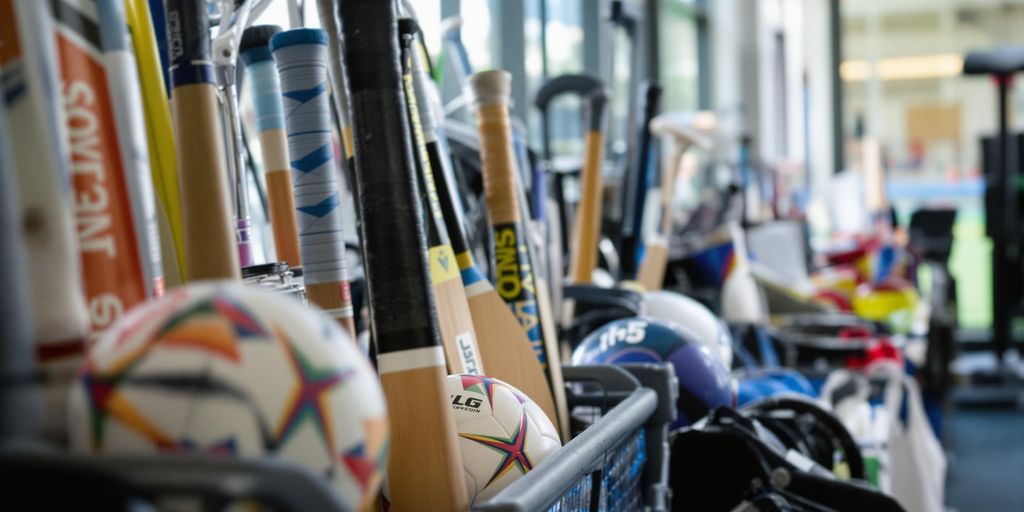 Sports equipment in a well-maintained London facility.