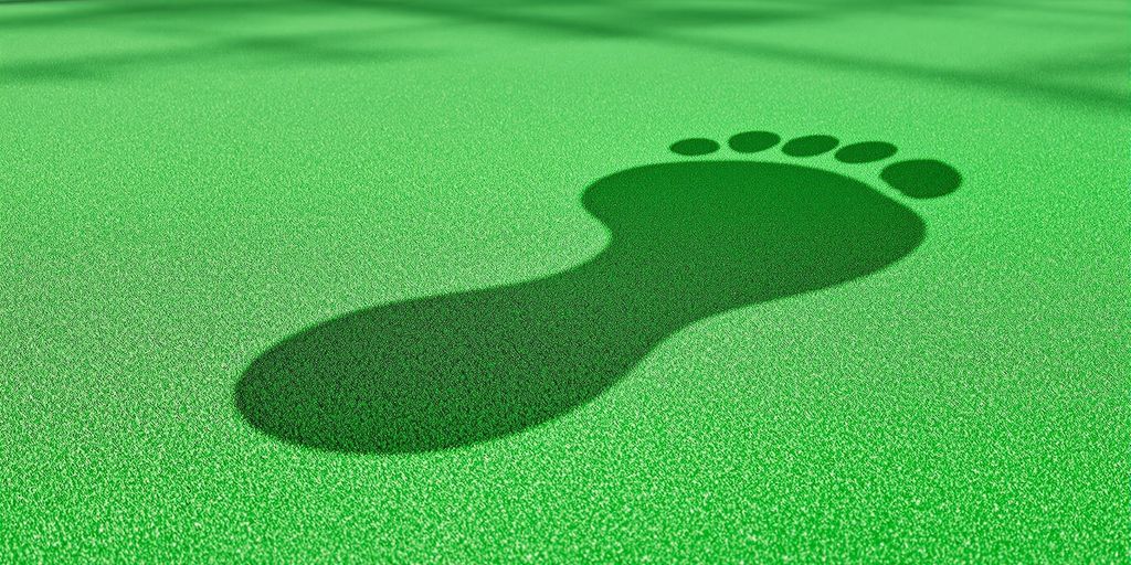 Green footprint on a sports court.