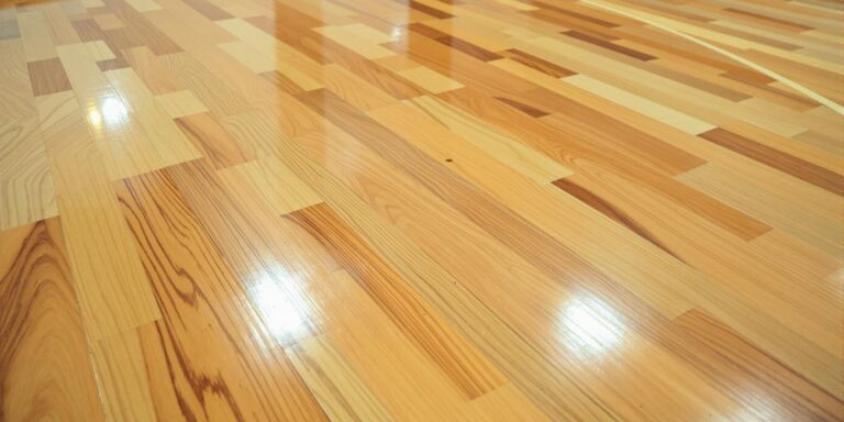 Close-up of a well-maintained wooden sports floor.