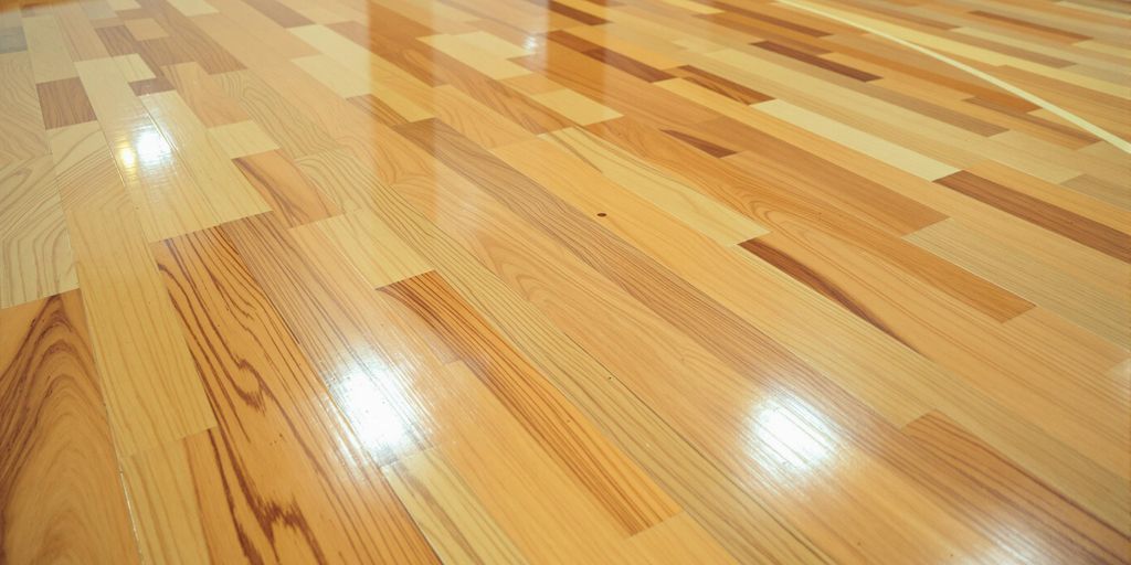 Close-up of a well-maintained wooden sports floor.