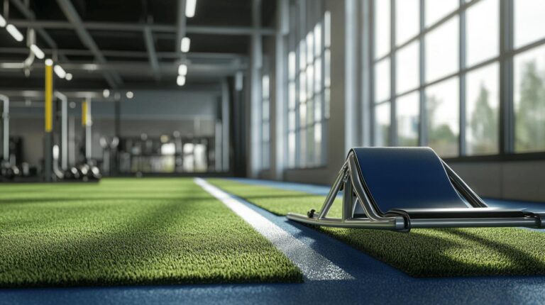 Gym Sled Tracks Turf Integration Without Court Damage 1
